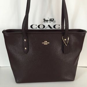 COACH MINI CITY ZIP TOTE #F22967 OXBLOOD